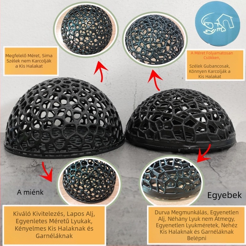 Üreges kis halak féltekés menedékház fekete héjú garnéla menedék műanyag hal- és garnélarák-tenyésztő akvárium tereprendezési menedék