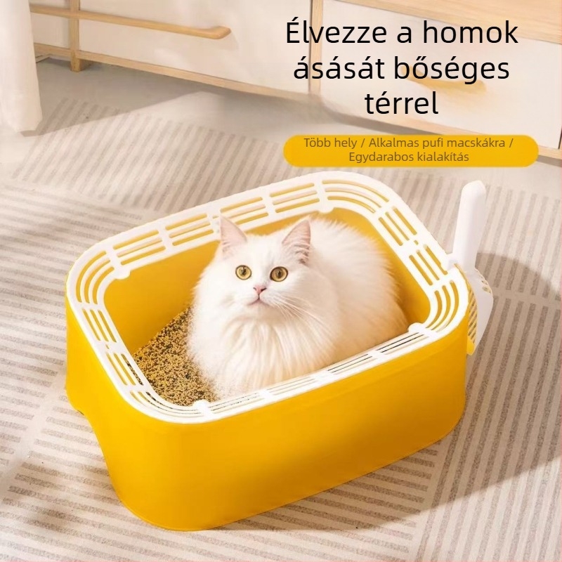 Macskaalom, extra nagy, félig zárt, vastagított WC, külső szennyeződések elleni védelem, extra kicsi kiscicáknak való nyitott macskafelszerelés
