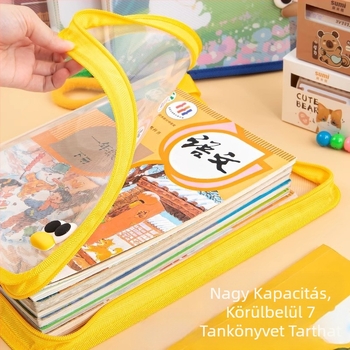 Dopamin irattartó táska A4-es cipzáras átlátszó diákkönyv hordtáska plüss hordozható tárolótáska