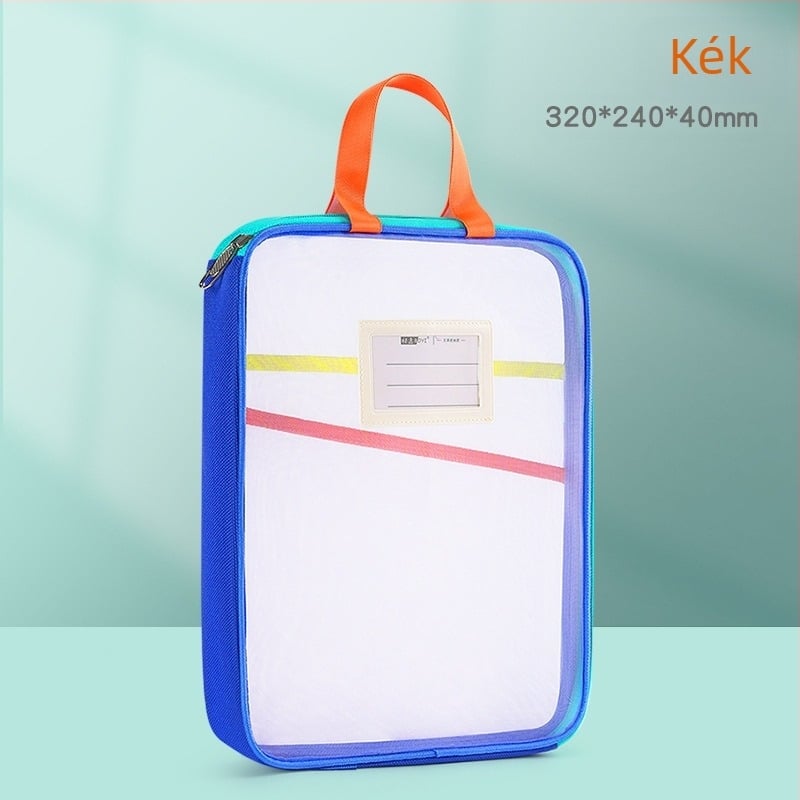 Tang Qianyi A4-es irattartó, L alakú, átlátszó irattartó, nagy nyílású, oktatóanyaggal ellátott, hordozható diákkönyv- és tantárgyosztályozó táska