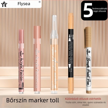 Határokon átnyúló bőrszínű akril öltöny 12 köröm graffiti bőrre festett puha fejű DIY üveg dupla fejű filctoll