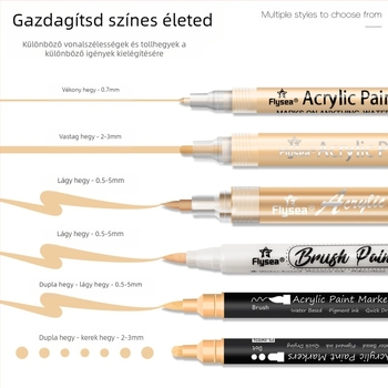 Határokon átnyúló bőrszínű akril öltöny 12 köröm graffiti bőrre festett puha fejű DIY üveg dupla fejű filctoll