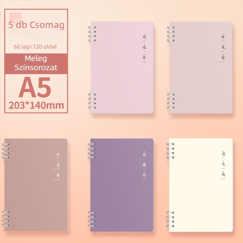 Morandi színes tekercses jegyzetfüzet B5 vastagított, átfordítható spirálos vízszintes vonalas jegyzetfüzet értékes diákjegyzettömb
