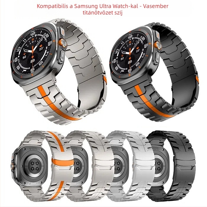Samsung Watch7 Ultra titánötvözetből készült, 47 mm-es, Vasember fém, titánacél óraszíjjal kompatibilis.