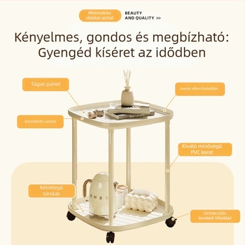 Gyári közvetlen nagykereskedelem oldalsó asztal tároló állvány krémszínű szél kis dohányzóasztal otthoni kreatív kanapé oldalsó asztal kerekekkel mobil ágy