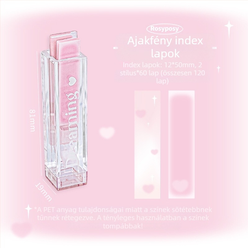 RosyPosy puha, kreatív ajakrúzs index matrica, nagy színértékű, kisállat post-it matrica, hordozható jegyzetfilc, N matricák