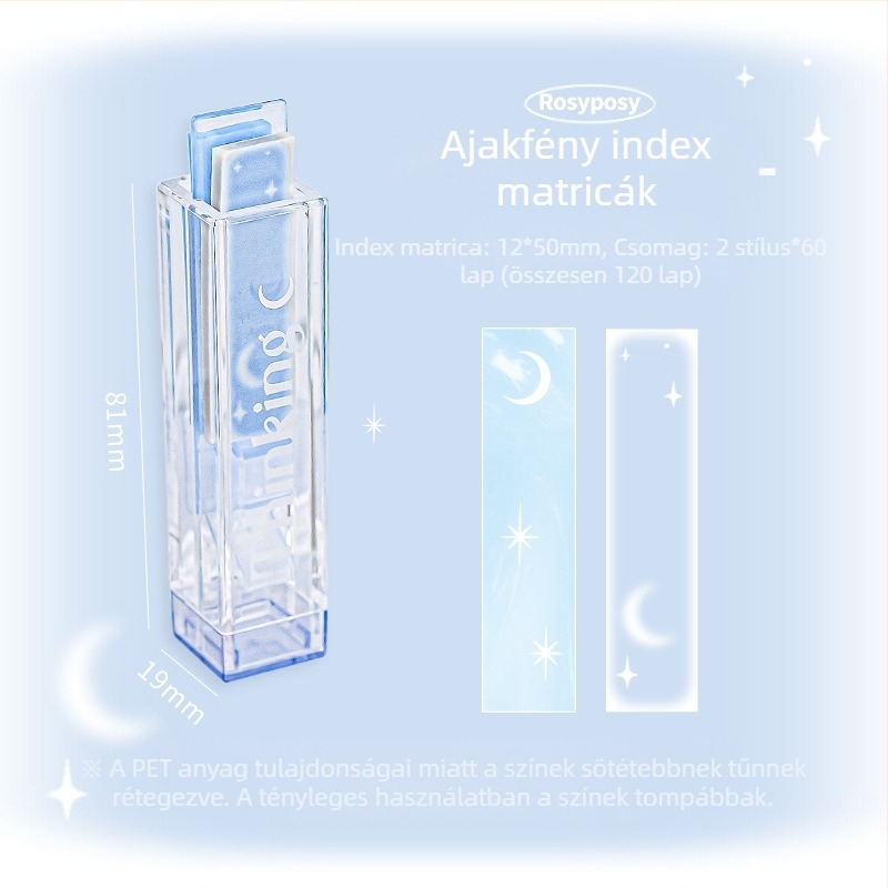 RosyPosy puha, kreatív ajakrúzs index matrica, nagy színértékű, kisállat post-it matrica, hordozható jegyzetfilc, N matricák