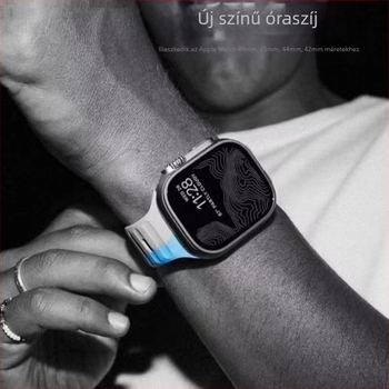 Apple Watch 38/42 hüvelykes, négyzet alakú csattal ellátott, szilikon kontrasztos ultra szíjjal, gyártó által kész készleten