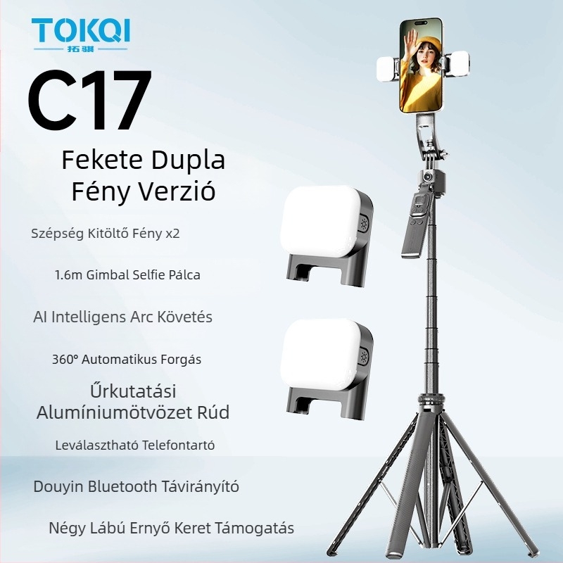 PTZ követő artefakt C17 szelfibot arckövető rázkódásgátló behúzható mobiltelefon-tartó teljesen automatikus követőbot