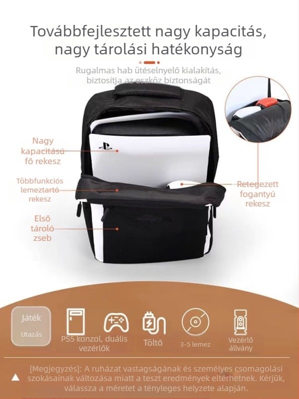 PS5 host tárolótáska PS5 játék host táska vízálló táska fogantyútáska tárolóvédő kemény táska hátizsák kézitáska