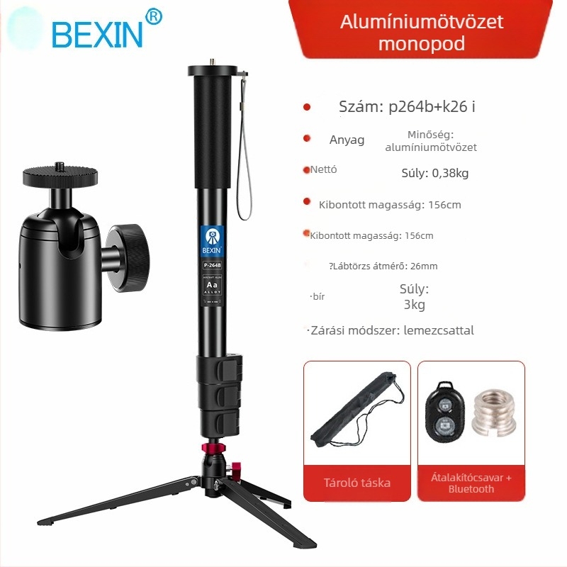 SLR fényképezőgép Monopod fotózás Könnyű, hordozható kültéri szelfi esküvői videófelvétel PTZ stabilizátor konzol