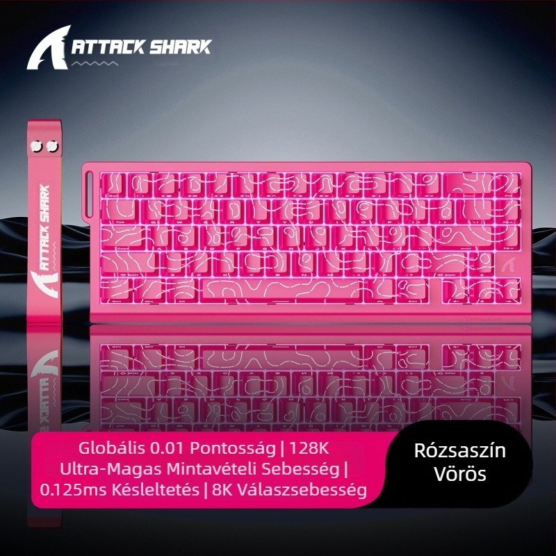 Attack Shark X68HE mágneses tengelyű mechanikus billentyűzet, kontúr, oldalra faragott, vezetékes RGB elektromos verseny RT, állítható billentyűtartomány, alacsony késleltetés