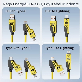 [Kiváló termékellenőrzés] Double Magic 65W+27W rugós teleszkópos négy az egyben Apple 16 Huawei adatkábelhez alkalmas