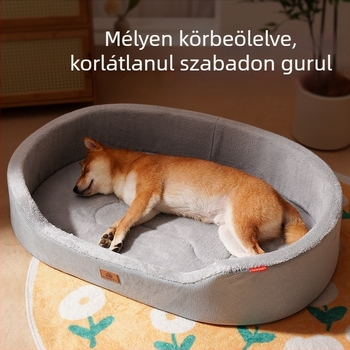 Négy évszakos univerzális licsi bőr csónakfészek megemelt fészekkörnyezettel, nagy kutyakennel, kutyafekhely belső párnával, levehető és könnyen kezelhető kisállatfészek