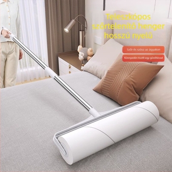 Nagy szöszhenger hosszú nyéllel a szőr eltávolításához ágyakról és padlókról, portisztító hengerkefe