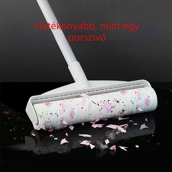 Nagy szöszhenger hosszú nyéllel a szőr eltávolításához ágyakról és padlókról, portisztító hengerkefe