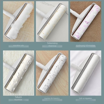 Nagy szöszhenger hosszú nyéllel a szőr eltávolításához ágyakról és padlókról, portisztító hengerkefe