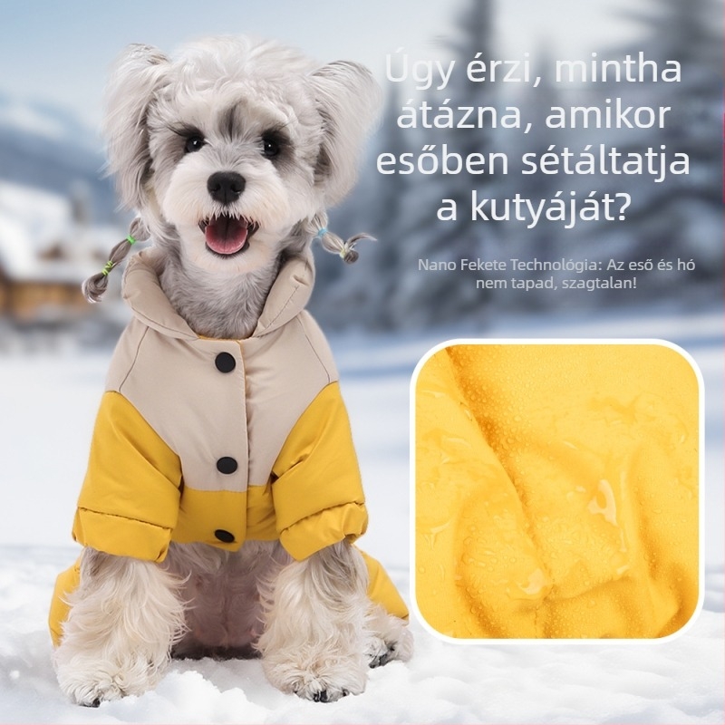 Pamutkabát háziállatoknak, meleg téli és vastagított négylábú pamutkabát, grafén szélálló kutyaruhák, vízálló tapadású mackó