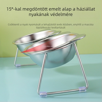 304 rozsdamentes acél macskatál, macska itató, ivómedence, kisállat nyakvédő, megemelt állványos kutyatál, macskaeledel-tál, rizstál