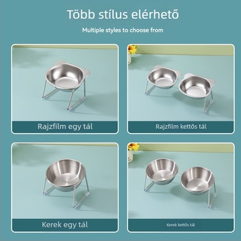 304 rozsdamentes acél macskatál, macska itató, ivómedence, kisállat nyakvédő, megemelt állványos kutyatál, macskaeledel-tál, rizstál