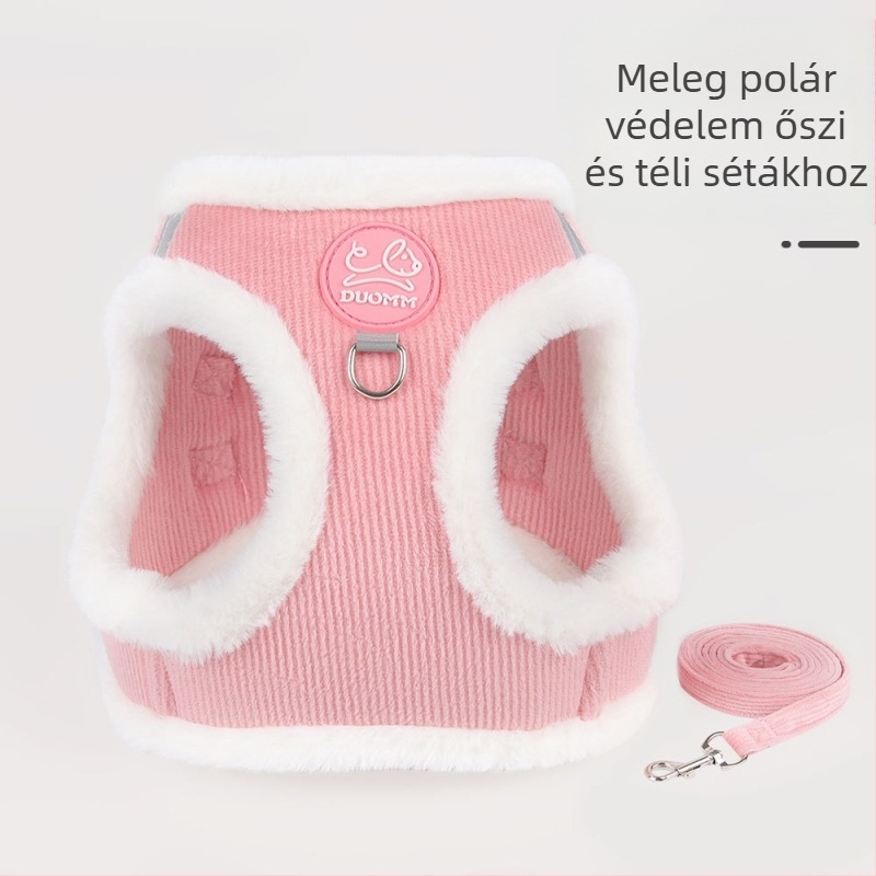 Új kisállat póráz, fényvisszaverő, meleg és puha kutyasétáltató kötél, minden az egyben nyúl plüss kényelmes kutyahám