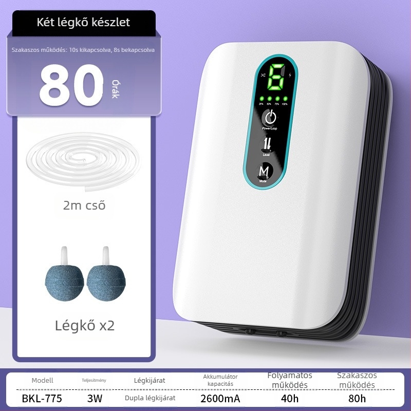 BAKALE új USB oxigénpumpa oxigén otthoni hal autó levegőztető kültéri vadhorgászat lítium akkumulátor