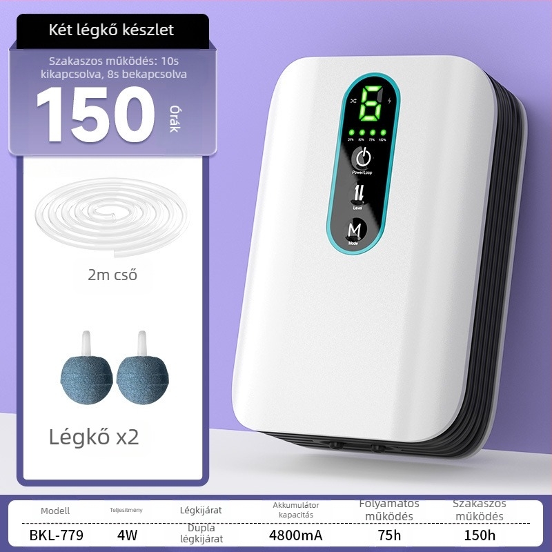 BAKALE új USB oxigénpumpa oxigén otthoni hal autó levegőztető kültéri vadhorgászat lítium akkumulátor