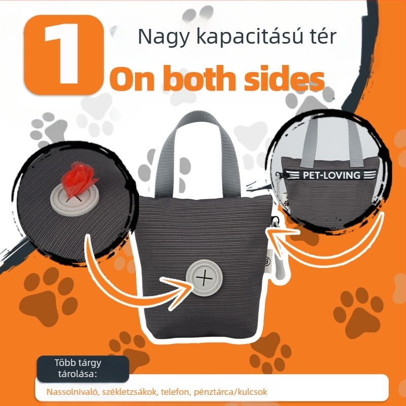 Határokon átnyúló kisállat-snack táska, kutyasétáltató szemeteszsák, kézitáska, etetőtáska, hordozható kisállat-snack táska