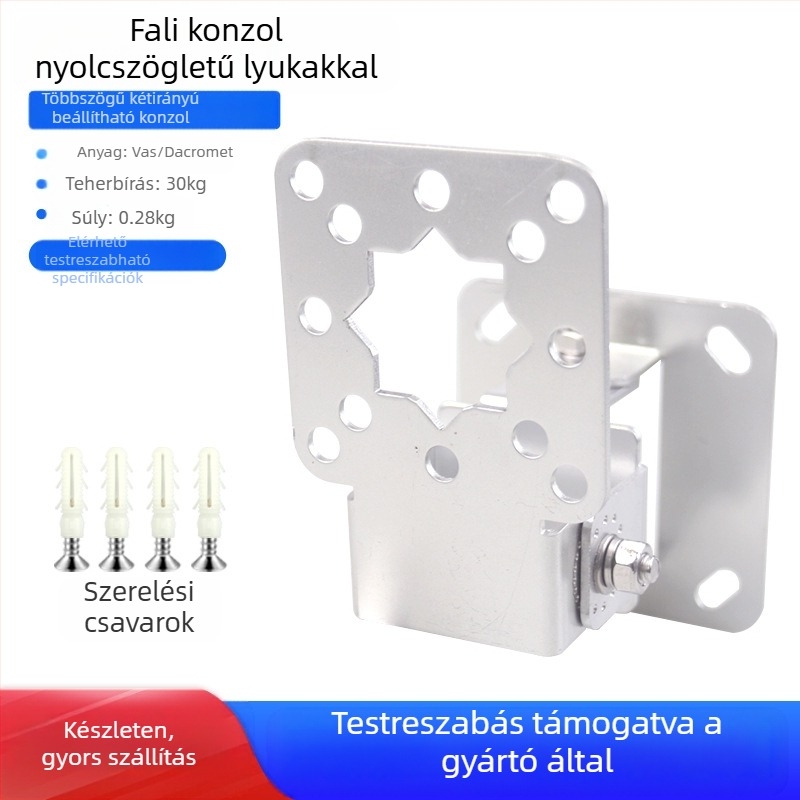 Kétirányú szögbeállító bilincs Cikkszám Támasztórúd Függesztett fali tartó Többméretű 90°-os fix konzol Hardver tartozékok