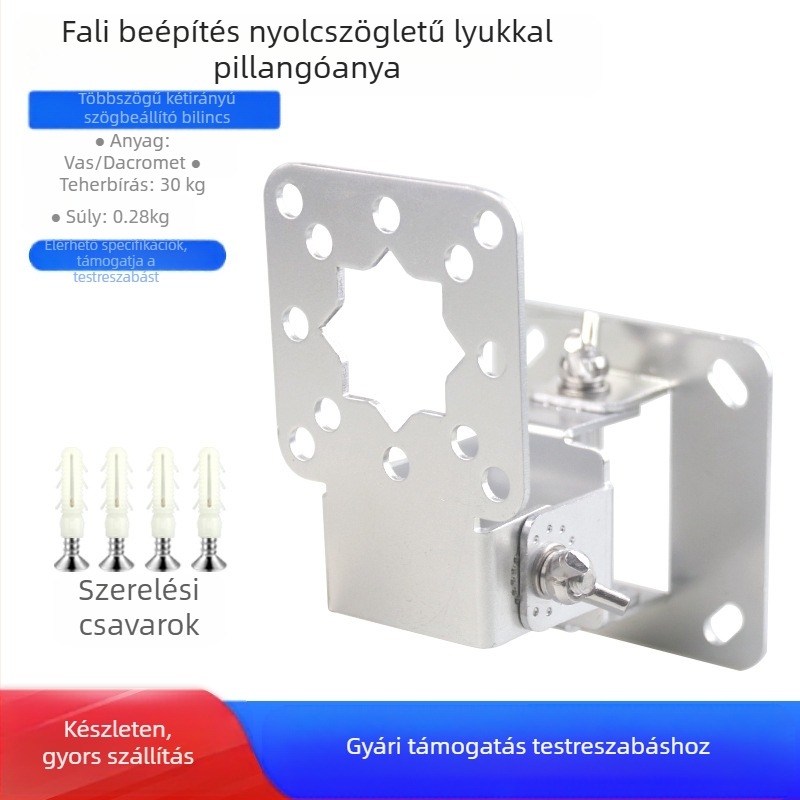 Kétirányú szögbeállító bilincs Cikkszám Támasztórúd Függesztett fali tartó Többméretű 90°-os fix konzol Hardver tartozékok
