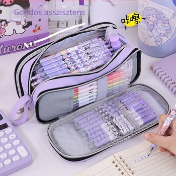 Új, többrétegű, nagy kapacitású és mutatós tolltartó iskolakezdésre, alsó tagozatos és alsó tagozatos lányoknak való írószerdoboz, foltálló tolltartó