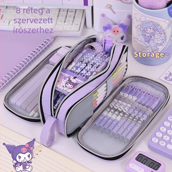 Új, többrétegű, nagy kapacitású és mutatós tolltartó iskolakezdésre, alsó tagozatos és alsó tagozatos lányoknak való írószerdoboz, foltálló tolltartó