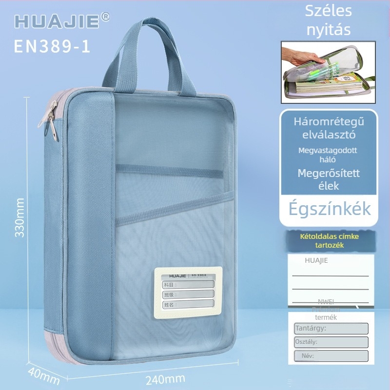 Huajie irattartó táska, átlátszó irattartó táska, kézitáska, diákkönyvtartó táska, kiegészítő tesztpapírtáska, házi feladat táska, tanulótáska