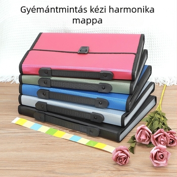 A4-es rombuszmintás táska csattal, harmonikatáska, 13 rácsos, nagy kapacitású információs irattartó táska, diákdolgozat-tároló táska, nagykereskedelem