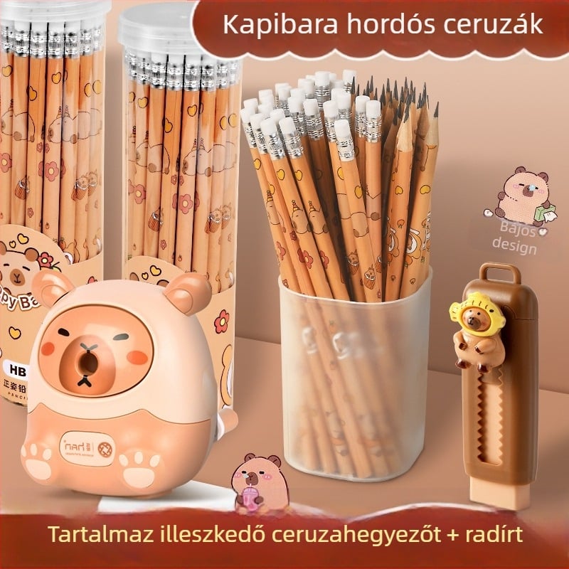 Hordóceruza Kapibala Általános Iskola Tanuló Levélpapír HB Gyermekek Rajzfilm Aranyos Radírral