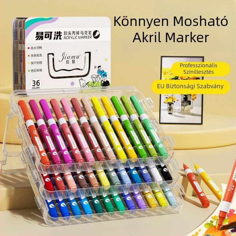 Könnyen mosható akril filctoll, könnyen mosható általános iskolásoknak és gyerekeknek való akvarell toll, átlátszatlan és egymásra rakható óvodásoknak