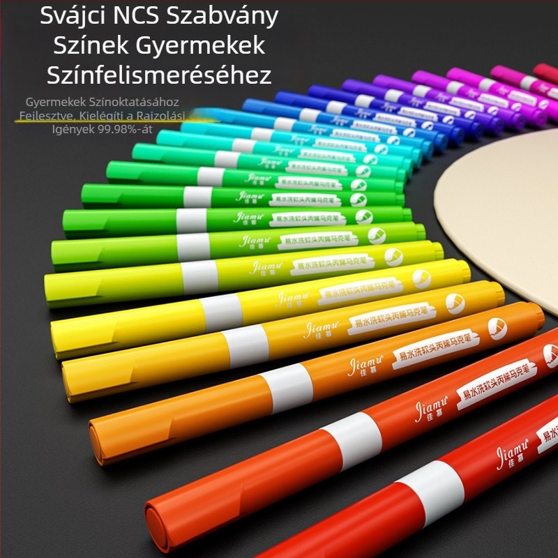 Könnyen mosható akril filctoll, könnyen mosható általános iskolásoknak és gyerekeknek való akvarell toll, átlátszatlan és egymásra rakható óvodásoknak