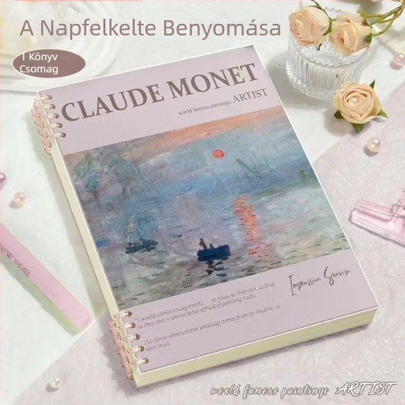 Olajfestmény Híres festmény Kivehető lapú könyv b5 Kivehető jegyzetfüzet Nagy színérték Nem látható tekercses körkönyv Diák jegyzettömb