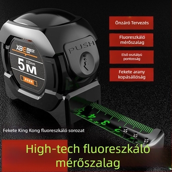 Fekete technológiájú fluoreszkáló vonalzó importált mérőszalaggal, 5 méter széles, 7,5 méter 10 méter vastag, kopásálló dobozvonalzó, nagy pontosságú