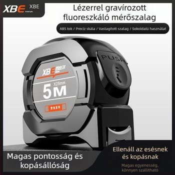 Fekete technológiájú fluoreszkáló vonalzó importált mérőszalaggal, 5 méter széles, 7,5 méter 10 méter vastag, kopásálló dobozvonalzó, nagy pontosságú