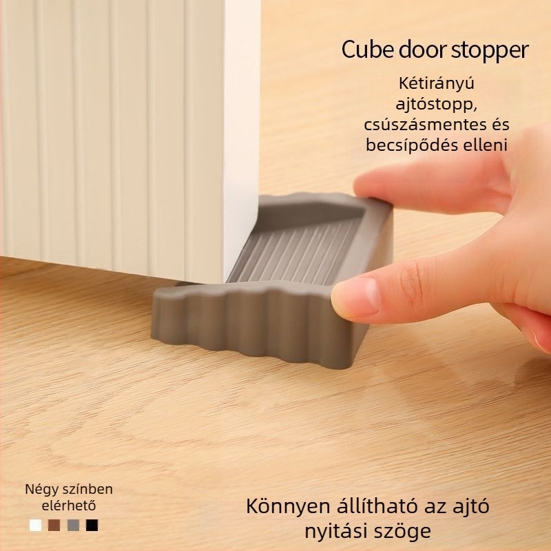 Többcélú, szélálló ajtódugó, kétirányú ajtóütköző, mozgatható ajtódugó, lopásgátló, becsípődésgátló, kézmozdulat-gátló, nem átütő, fix ajtószerkezet