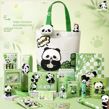 Aranyos panda vászontáska írószerkészlet Praktikus ajándék az iskolába lépéshez általános iskolásoknak Elegáns óvodai ajándéktárgy