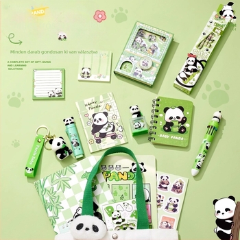 Aranyos panda vászontáska írószerkészlet Praktikus ajándék az iskolába lépéshez általános iskolásoknak Elegáns óvodai ajándéktárgy