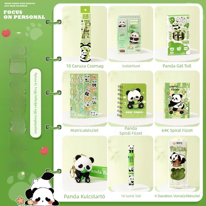 Aranyos panda vászontáska írószerkészlet Praktikus ajándék az iskolába lépéshez általános iskolásoknak Elegáns óvodai ajándéktárgy