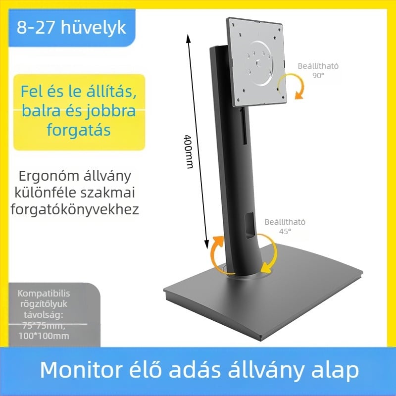 Forgatható, állítható számítógép-monitor talp, 8–27 hüvelykes tartókeret, állítható és forgatható