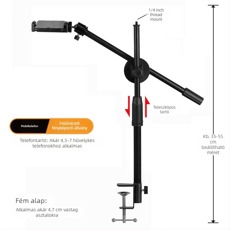 Mobiltelefon élő közvetítés konzol éjjeliszekrény asztali emelő multifunkciós lámpa kitöltő keret forgó fej feletti remegő hang ételfelvétel