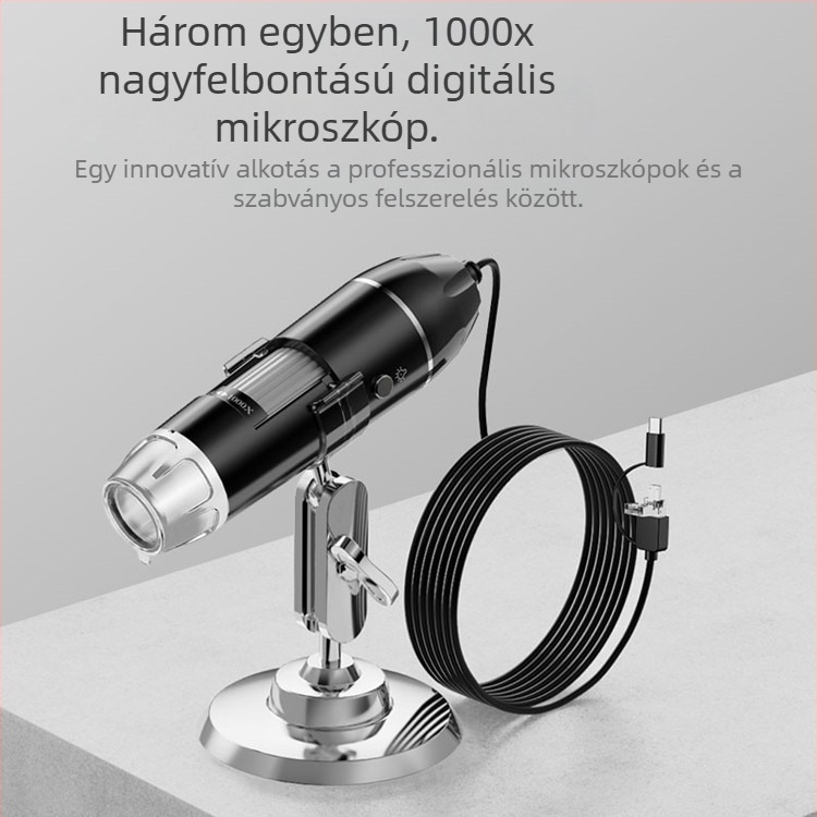 Gyári nagykereskedelmi HD 1600-szoros USB három-az-egyben digitális mikroszkóp HD elektronmikroszkóp