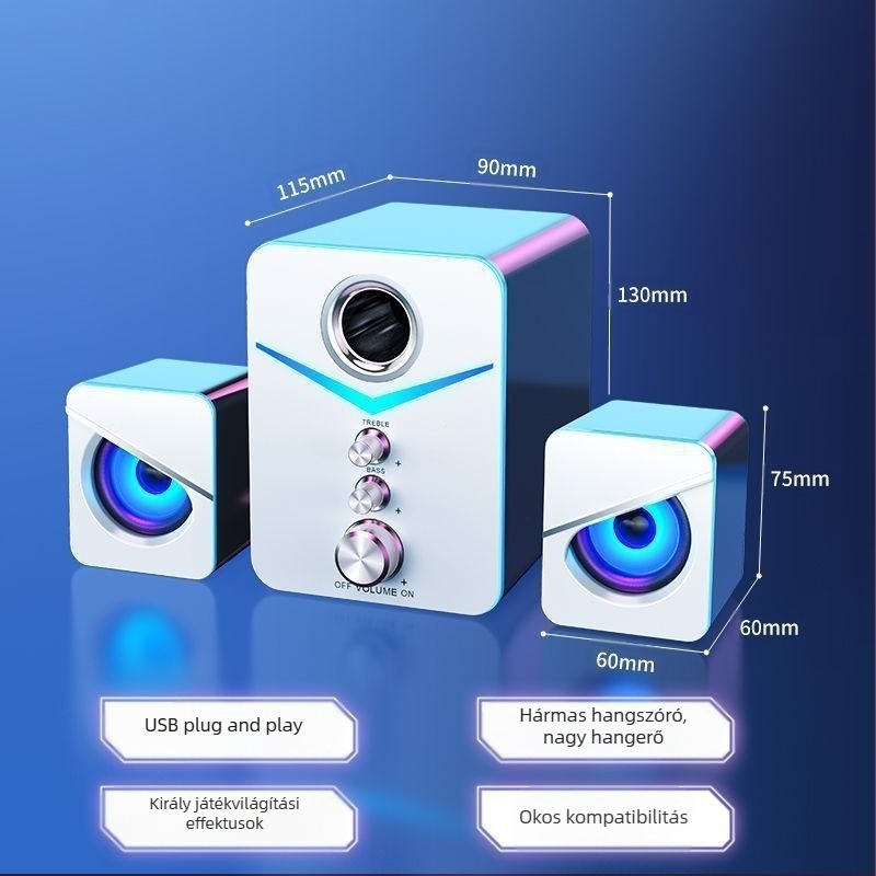 Audio Számítógép Asztali Otthoni Notebook Asztali Nagy hangerő Vezetékes USB Mélynyomó Erős Basszusú Bluetooth Hangszóró