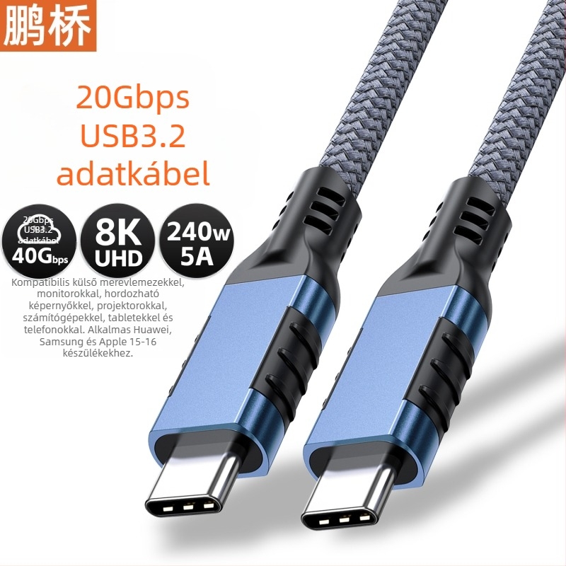 USB4 adatkábel, Ctoc40G típusú, átviteli 8K képernyővetítő kábel, kompatibilis az USB3.2 20G/Thunderbolt 4 vonallal 240