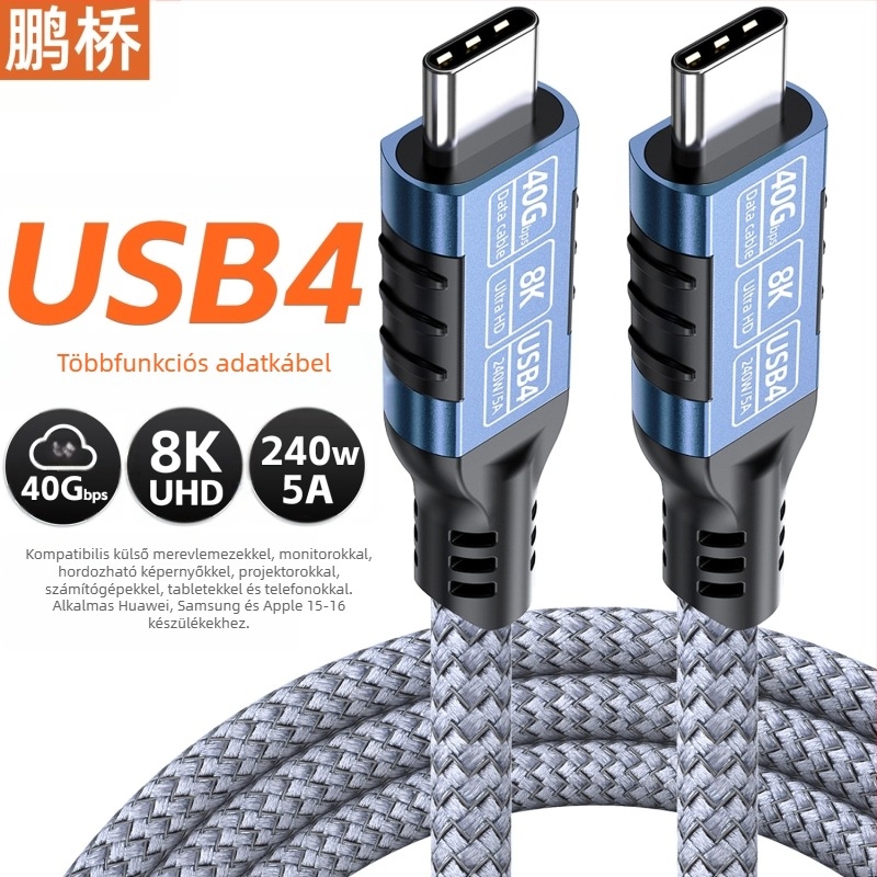 USB4 adatkábel, Ctoc40G típusú, átviteli 8K képernyővetítő kábel, kompatibilis az USB3.2 20G/Thunderbolt 4 vonallal 240